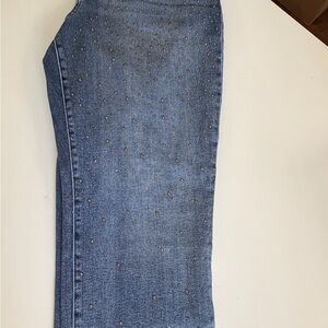 Kut from the Kloth Blue Studded Straight Leg Jeans